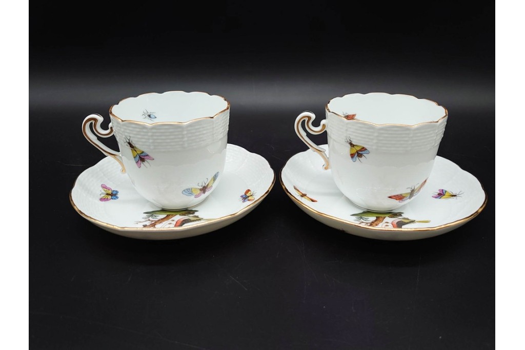 ハンガリー　HEREND(ヘレンド)　ロスチャイルド・バード　上品なコーヒーカップ&ソーサー6客セット　(R-090435)