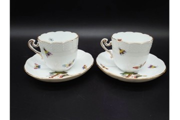ハンガリー　HEREND(ヘレンド)　ロスチャイルド・バード　上品なコーヒーカップ&ソーサー6客セット　(R-090435)