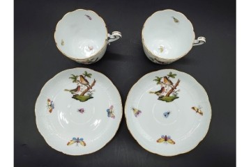 ハンガリー　HEREND(ヘレンド)　ロスチャイルド・バード　上品なコーヒーカップ&ソーサー6客セット　(R-090435)