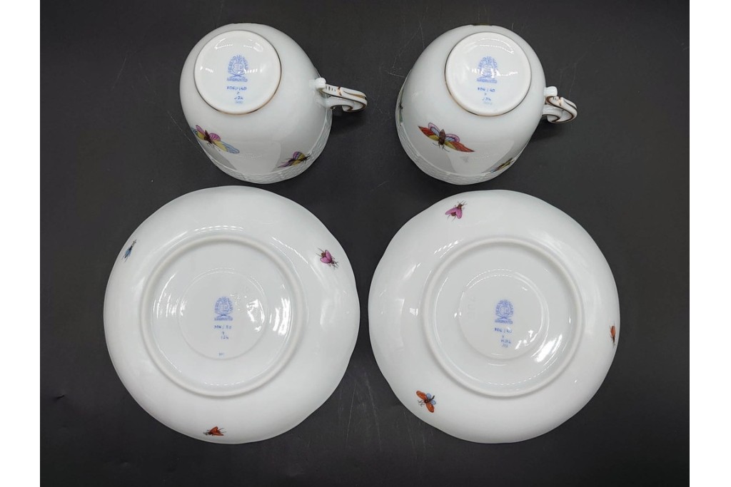 ハンガリー　HEREND(ヘレンド)　ロスチャイルド・バード　上品なコーヒーカップ&ソーサー6客セット　(R-090435)