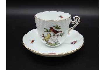 ハンガリー　HEREND(ヘレンド)　ロスチャイルド・バード　上品なコーヒーカップ&ソーサー6客セット　(R-090435)