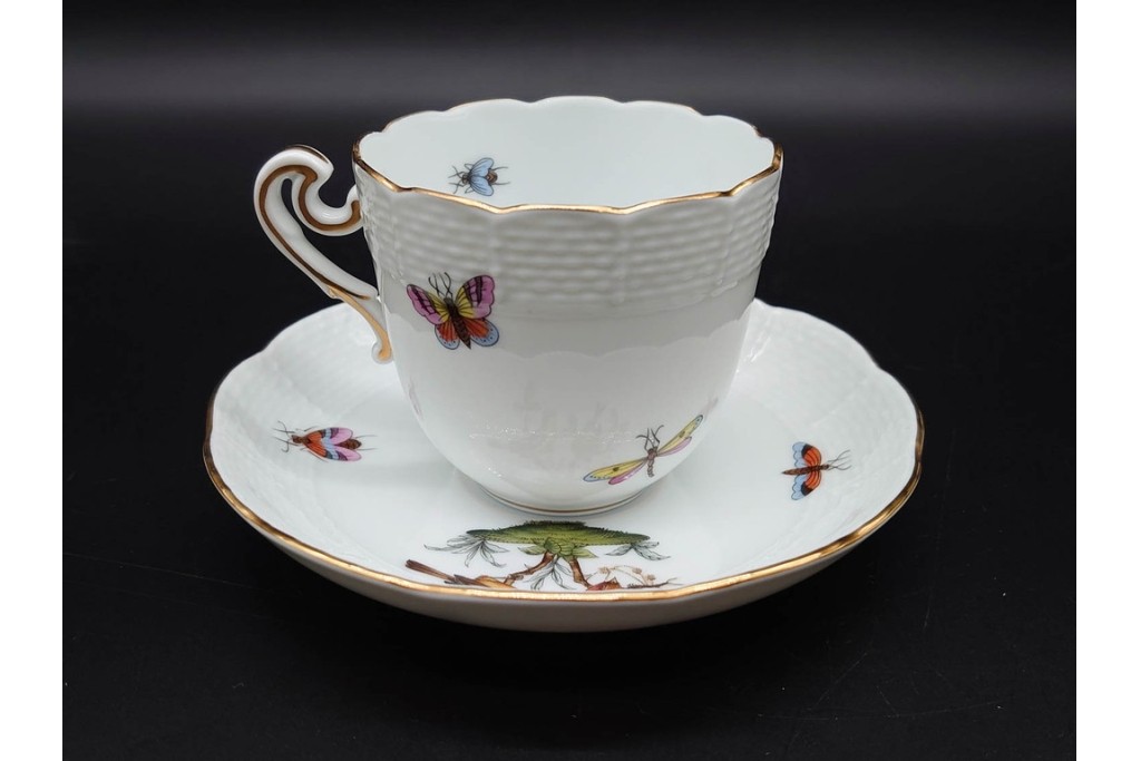 ハンガリー　HEREND(ヘレンド)　ロスチャイルド・バード　上品なコーヒーカップ&ソーサー6客セット　(R-090435)