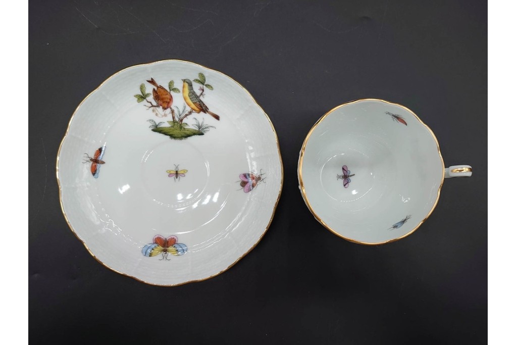 ハンガリー　HEREND(ヘレンド)　ロスチャイルド・バード　上品なコーヒーカップ&ソーサー6客セット　(R-090435)