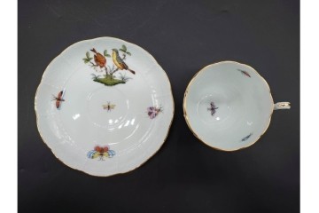 ハンガリー　HEREND(ヘレンド)　ロスチャイルド・バード　上品なコーヒーカップ&ソーサー6客セット　(R-090435)