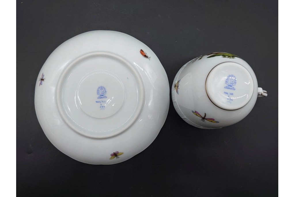 ハンガリー　HEREND(ヘレンド)　ロスチャイルド・バード　上品なコーヒーカップ&ソーサー6客セット　(R-090435)
