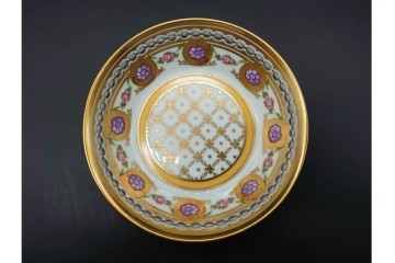 フランス　ROYALE  LIMOGES(ロワイヤル リモージュ)　Rosaces Violine　華やかなカップ&ソーサー　(R-090436)