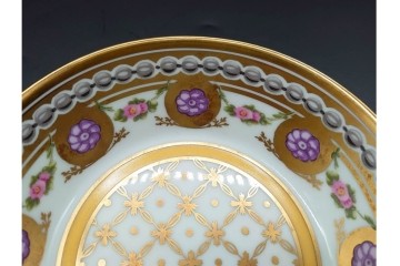 フランス　ROYALE  LIMOGES(ロワイヤル リモージュ)　Rosaces Violine　華やかなカップ&ソーサー　(R-090436)