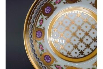 フランス　ROYALE  LIMOGES(ロワイヤル リモージュ)　Rosaces Violine　華やかなカップ&ソーサー　(R-090436)