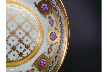 フランス　ROYALE  LIMOGES(ロワイヤル リモージュ)　Rosaces Violine　華やかなカップ&ソーサー　(R-090436)
