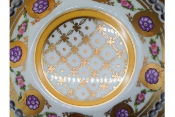 フランス　ROYALE  LIMOGES(ロワイヤル リモージュ)　Rosaces Violine　華やかなカップ&ソーサー　(R-090436)