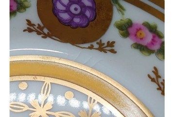 フランス　ROYALE  LIMOGES(ロワイヤル リモージュ)　Rosaces Violine　華やかなカップ&ソーサー　(R-090436)
