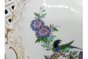 ドイツ製　Meissen(マイセン)　金彩　鳥文・花文　気品漂うメッシュプレート　(R-090437)