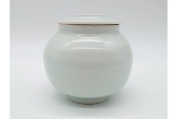 人間国宝　田村耕一　染付による椿文が上品な小壷　共箱付き　(R-090440)