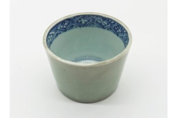 江戸期　古伊万里　青磁　染付　落ち着いた佇まいのそば猪口2点セット　(R-090442)