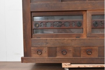 和製アンティーク　明治期　五尺　丸環金具と透かし飾りが味わい深いサイドボード　(R-090454)