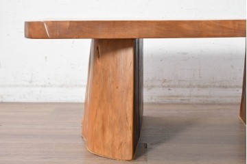 和製ヴィンテージ　秋田杉　自然味あふれる一枚板のローテーブル　(R-090457)