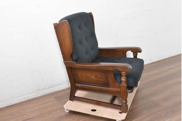中古　横浜クラシック家具　ノックオンウッド(knockonwood)　Hand Made　コロニアルシリーズ　英国の伝統スタイルのウィングバックが魅力的なウィングチェア　(R-090458)