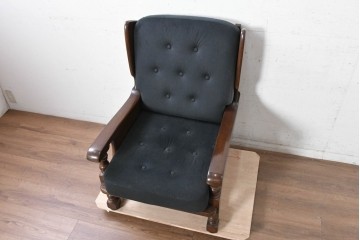 中古　横浜クラシック家具　ノックオンウッド(knockonwood)　Hand Made　コロニアルシリーズ　英国の伝統スタイルのウィングバックが魅力的なウィングチェア　(R-090458)