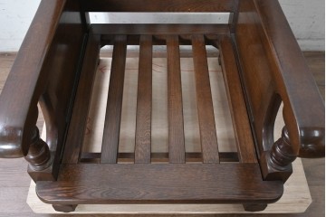 中古　横浜クラシック家具　ノックオンウッド(knockonwood)　Hand Made　コロニアルシリーズ　英国の伝統スタイルのウィングバックが魅力的なウィングチェア　(R-090458)