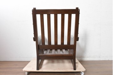 中古　横浜クラシック家具　ノックオンウッド(knockonwood)　Hand Made　コロニアルシリーズ　英国の伝統スタイルのウィングバックが魅力的なウィングチェア　(R-090458)
