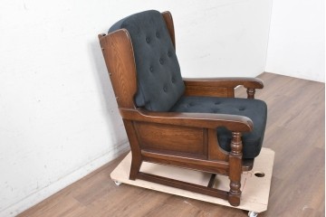 中古　横浜クラシック家具　ノックオンウッド(knockonwood)　Hand Made　コロニアルシリーズ　英国の伝統スタイルのウィングバックが魅力的なウィングチェア　(R-090459)