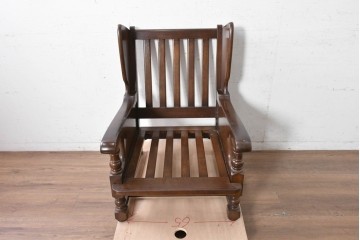 中古　横浜クラシック家具　ノックオンウッド(knockonwood)　Hand Made　コロニアルシリーズ　英国の伝統スタイルのウィングバックが魅力的なウィングチェア　(R-090459)