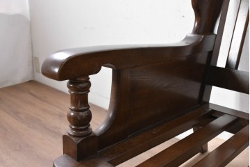 中古　横浜クラシック家具　ノックオンウッド(knockonwood)　Hand Made　コロニアルシリーズ　英国の伝統スタイルのウィングバックが魅力的なウィングチェア　(R-090459)