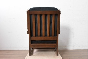 中古　横浜クラシック家具　ノックオンウッド(knockonwood)　Hand Made　コロニアルシリーズ　英国の伝統スタイルのウィングバックが魅力的なウィングチェア　(R-090459)