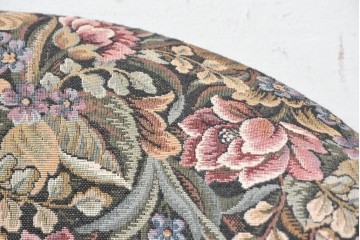 和製アンティーク　昭和初期　大正ロマン　花柄ファブリックが華やかな回転チェア　(R-090460)