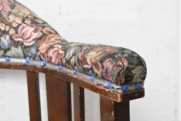 和製アンティーク　昭和初期　大正ロマン　花柄ファブリックが華やかな回転チェア　(R-090460)