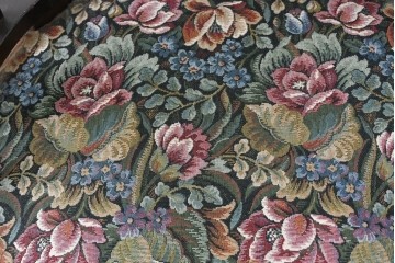 和製アンティーク　昭和初期　大正ロマン　花柄ファブリックが華やかな回転チェア　(R-090460)