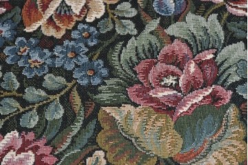和製アンティーク　昭和初期　大正ロマン　花柄ファブリックが華やかな回転チェア　(R-090460)