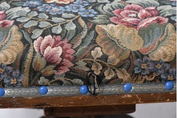 和製アンティーク　昭和初期　大正ロマン　花柄ファブリックが華やかな回転チェア　(R-090460)