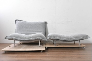 中古　美品　LigneRoset(リーン・ロゼ)　ROSETCalin(ロゼカラン)　リクライニング機能付き　ゆったりと身を預けたくなる1人掛けソファとオットマンのセット　定価約38万円　(R-090463)