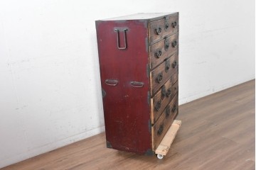 和製アンティーク　明治期から大正期　巾着金具　時代の趣漂う松本衣装箪笥　(R-090464)