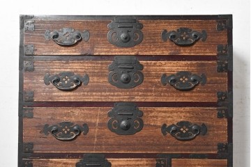和製アンティーク　明治期から大正期　巾着金具　時代の趣漂う松本衣装箪笥　(R-090464)