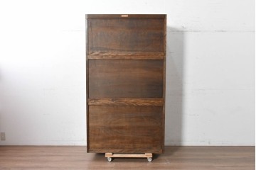 中古　松本民芸家具　直線的な意匠と美しい杢目が魅力のD型和タンス　(R-090467)