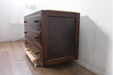 《天板・台輪取り付け加工費込み》　中古　松本民芸家具　深みある杢目が美しいローチェスト　(R-090469)