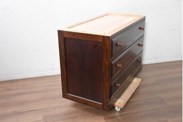 《天板取り付け加工費込み》　中古　松本民芸家具　深みある杢目が美しいローチェスト　(R-090470)