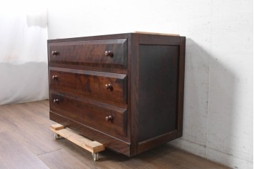 《天板取り付け加工費込み》　中古　松本民芸家具　深みある杢目が美しいローチェスト　(R-090470)