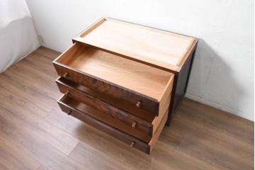《天板取り付け加工費込み》　中古　松本民芸家具　深みある杢目が美しいローチェスト　(R-090470)