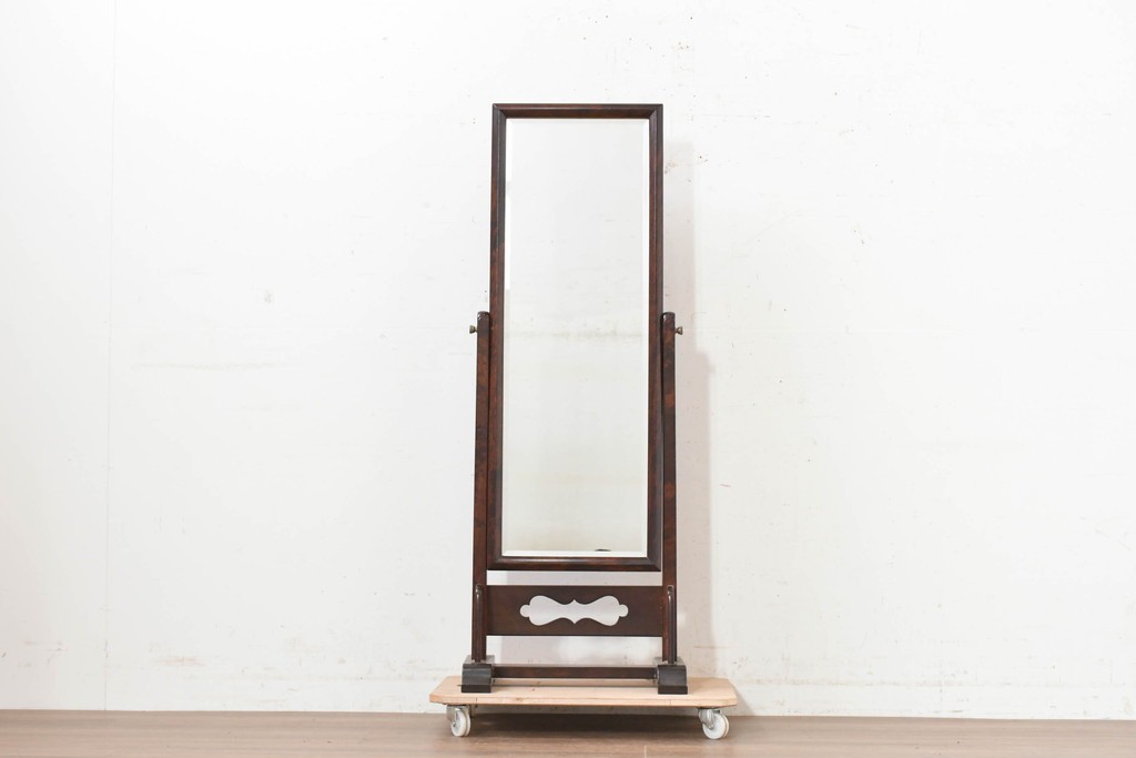 中古　松本民芸家具　透かし彫りが上品なB型姿見　定価約10万円　(R-090473)