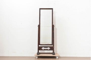 中古　松本民芸家具　透かし彫りが上品なB型姿見　定価約10万円　(R-090473)
