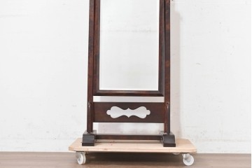 中古　松本民芸家具　透かし彫りが上品なB型姿見　定価約10万円　(R-090473)