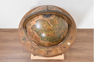 イタリアヴィンテージ　1970年頃　古地図が描かれたクラシカルな地球儀型ドリンクキャビネット　(R-090478)