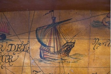 イタリアヴィンテージ　1970年頃　古地図が描かれたクラシカルな地球儀型ドリンクキャビネット　(R-090478)
