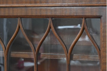 イギリスアンティーク　1920年頃　マホガニー材　前面のオジーアーチとクロウ&ボールレッグが優雅なキャビネット　(R-090480)