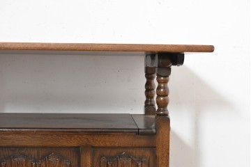 イギリスアンティーク　1940年頃　オーク材　ベンチ・収納・テーブルの3役をこなすモンクスベンチ　(R-090481)