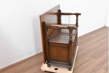 イギリスアンティーク　1940年頃　オーク材　ベンチ・収納・テーブルの3役をこなすモンクスベンチ　(R-090481)