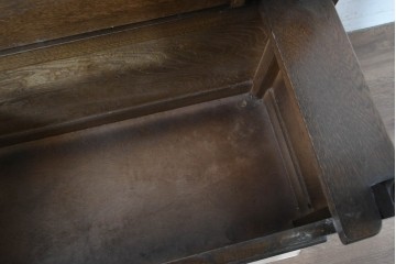 イギリスアンティーク　1940年頃　オーク材　ベンチ・収納・テーブルの3役をこなすモンクスベンチ　(R-090481)